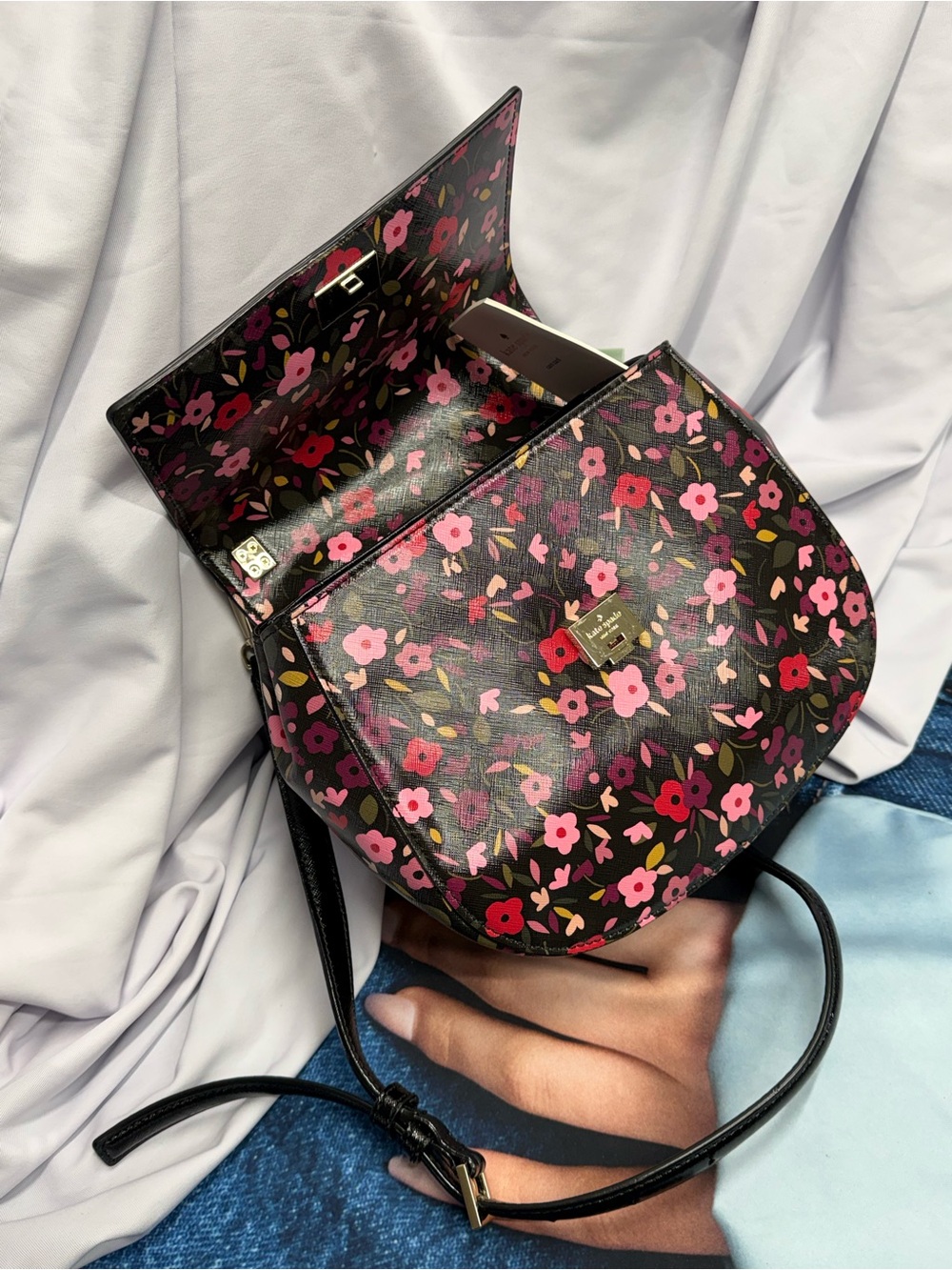 (new+tag) Kate Spade Cameron Boho Black Floral Crossbody Byrdie Collection - Picture 5 of 17